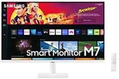 Samsung 32 inch (80 cm) M7 Monitor, Type C, apps, Samsung Plus, Office 365, Apple Airplay, Samsung Dex, Bluetooth, IOT, Speakers, Remote (LS32BM701UWXXL, White) Smart Smart 4K UHD TV