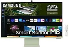 Samsung 32 inch (81 cm) M8 Monitor with apps, Samsung Plus, Slim fit Webcam, Office 365, Samsung Dex, Apple Airplay, , BT, Built in Speakers, Remote (LS32BM80GUWXXL, Spring Green) Smart Smart WiFi 4K UHD TV