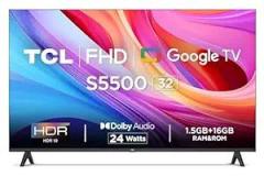 Tcl 32 inch (80.04 cm) Metallic Bezel Less S Series Google 32S5500 (Black) Smart Full HD LED TV