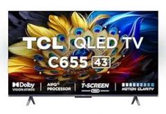 Tcl 43 inch (108 cm) Google 43C655 (Black) Smart 4K Ultra HD QLED TV