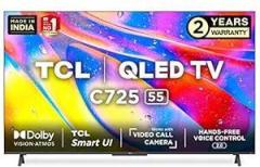 Tcl 55 inch (138.7 cm) Certified 55C725 (Black) (2021 Model) | With Video Call Camera Android Smart 4K Ultra HD QLED TV