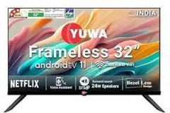 Yuwa 32 inch (80 cm) Gold Edition Frameless 11 YFL3 (Black) (2023 Model) Smart Android IPS HD Ready LED TV