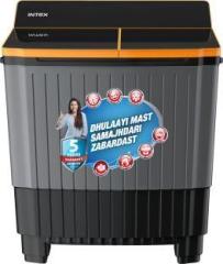 Intex 8 kg SA80BLFG Semi Automatic Top Load Washing Machine (With Noise Free, High Efficiency, Wash/Spin hydraulic Lid Magic filter, Toughened Glass Lid Black, Grey, Orange)