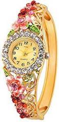 Kitcone Analogue Diamond Studded Beige Dial Women'S Watch