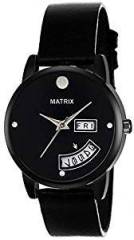 Matrix Quartz Movement Analogue Black Dial Day and Date Display Women's Wristwatch WN DD 1