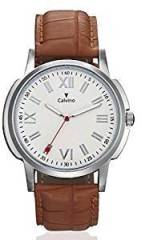 Calvino Sweat Proof Analogue White Dial Men's Watch V2M_Cgas_1412118Rmn_Brownwhite