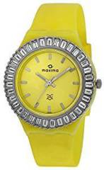 Maxima Attivo Steel Analog Yellow Dial Women's Watch 29295PPLN