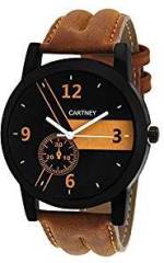 CARTNEY Analogue Black Dial Leather strap multi colour Men Watch