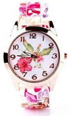 Joker & Witch Cream Floral Silicone Women's Watch