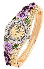 Jewels Galaxy Copper Analogue Brown Dial Girls And Women's Watch Bracelet