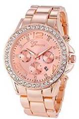 Geneva Platinum Analogue Rose Gold Dial Women's Watch 265