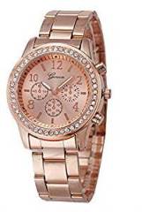 Geneva Platinum Studded Analog Rose Gold Dial Women's Watch GP 204