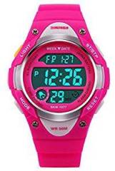 Skmei Kids Pink LED Backlight Stainless Steel Case Waterproof Digital Sports Casual Watch for Boys and Girls