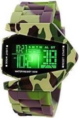 Pappi Boss Latest Military Army Texture 7 Light Display Digital Black Dial Mens And Boys Watch Latest Designer Dual Dial Watch