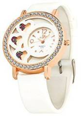 DFa Rose Gold White Heart Dial White Strap Analogue Watch for Girls DFa004