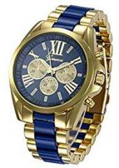 Geneva Men's collection Stainless steel strap Blue color dial Mens watch