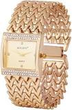 18K Gold Plated Metallic Strap Bracelet Women Watches Girls Watches Rectangle Dial