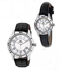 Fogg Analogue Silver Dial Unisex Watch 5001 SL BK Couple Watch