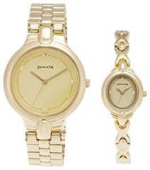 Sonata Pairs Analog Gold Dial Unisex Watch NF70848952YM02