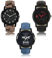 Ak LOREM Leather Men's Analogue Combo Watches LR 3 7 8