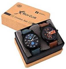 Rich Club Combo Of 2 Analogue Black Dial Mens And Boys Watches Rel Denim