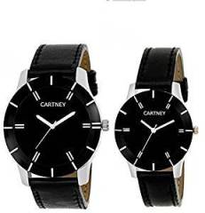 Cartney Combo of 2 Analogue Black Dial Mens and Womens Watches Mw3321