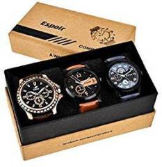 Espoir Analogue Black Dial Men's Watch Combo BLK Kranti New