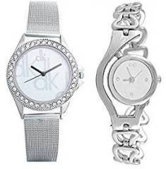 Maan International White Dial Silver Analog Watch Combo For Woman's & Girls Pack Of 2