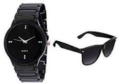 Blutech Analogue Black Dial Unisex Watch & Sunglass Combo 21489225