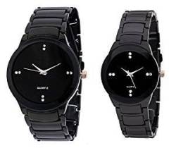 Maan International Analogue Black Dial Men'S And Women'S Watch M Combo Iik Black Couple1002