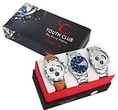 Youth Club Casual Combo Analogue Blue Silver Dial Watch For Men With Day & Date Combo 27Scdd