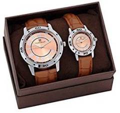 H Timewear Analog Brown Dial Couple Watch 903BDTCOUPLE