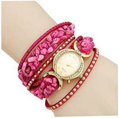 Aelo Multiband Pink Bracelet Watch For Women And Girls Uww2021