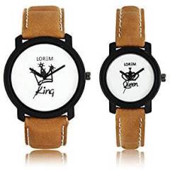 Codice New Designer King & Queen Dial & Brown Belt Analogue Couple Watch Latest Edition Den 11