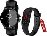 A Acnos Brand A Full Black PU Strap Watch With M2 Digital For Mens And Watch For Boy Pack Of 2