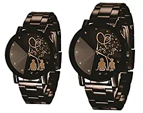 Analog Black Dial Men's Watch AR Couple Chain