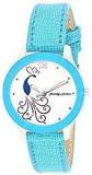 Aaradhya Fashion Casual Blue Pecock Print Dial Designer Watches For Women And Girls