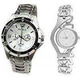 Aaradhya Fashion Combo Analogue White Dial Watch For Men And Women A9F Sliver Rosera Swcup 1801