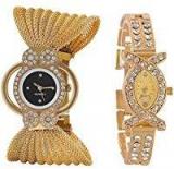 Aaradhya Fashion Combo Of 2 Analogue Multicolor Dial Girl's And Women's Watch A9F Crstal Black White0803