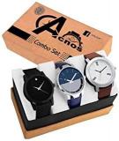 Acnos Analogue Men's Watch Pack Of 3 Multicolored Dial Multicolored Colored Strap