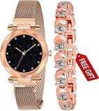 Acnos Analogue Women's Rose Gold Magnet Watch With Rosegold Bracelet With Gift Box