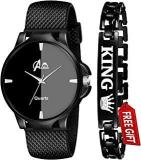 Acnos Men S Sports Design Stylish 3 Colors Dial PU Strap Analog Watches With King Bracelet Combo Set Pack Of 2