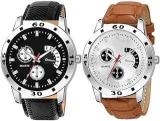 Acnos Premium Leather Analogue Watch For Men Combo Pack Of 2 Gift Arrival Black Brown