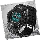 Acnos Premium Polyurethane Digital Men's Watch Shockproof Multi Functional Automatic Waterproof Sports Watch Black Dial Black Colored Strap