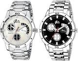 Acnos Premium Stainless Steel Analogue Watch For Men Combo Pack Of 2 Gift Arrival Black Brown