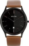 Acura Analog Slim Watch For Men & Women. Cool, Classy, Trendy, Funky, Stylish Unisex Watches. Round Two Toned Black Dial Brown Strap