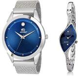 ADAMO Couple Combo Analogue Unisex Watch White Dial Silver Colored Strap 849SSM05 9710SM01