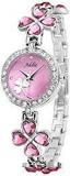 Addic Delicate Petals Pink Stone Studded Analogue Round Pink Dial Girls & Women's Watch