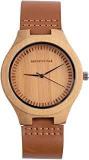 AEROPOSTALE Unisex Wooden Wrist Watch Brown Patterned Dial & Leather Straps Analogue Watch