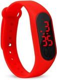 Alkh Digital Unisex Child Watch Black Dial, Red Colored Strap